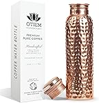 Otiem 100% Copper Water Bottle for Drinking Water, 34 Oz Hammered Finish - Stay Hydrated and Enjoy Ayurvedic Benefits - Leak-Proof, Temperature Retention, Eco-Friendly Design - Durable Copper Bottle