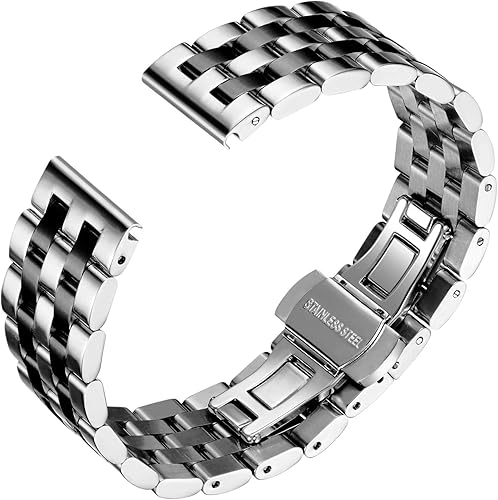 Miniatura 2 de BINLUN Stainless Steel Watch Band Replacement Metal Watch Straps for Men and Women 18mm19mm20mm21mm22mm24mm with Curved and Straight End in Silver,