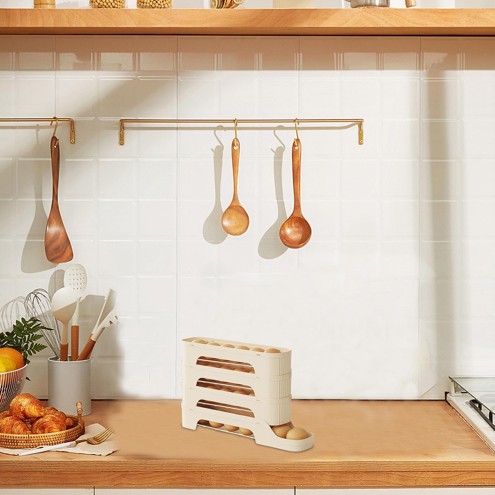 Eierrollender Eierspender für den Kühlschrank, platzsparend, stapelbar,