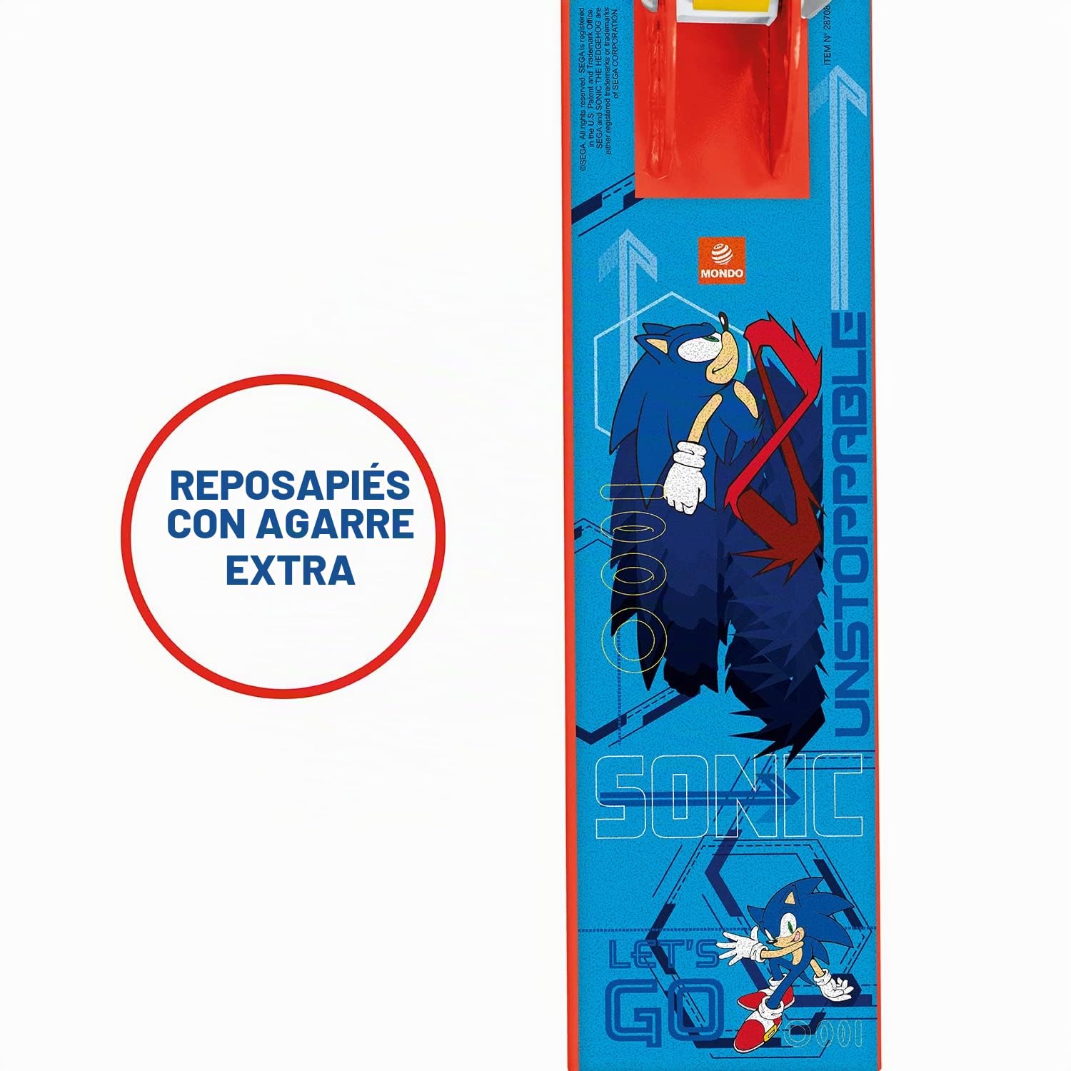 Mondo Toys - Alu Scooter SONIC - Patinete infantil de aluminio de 2 ruedas - Manillar regulable - 28708