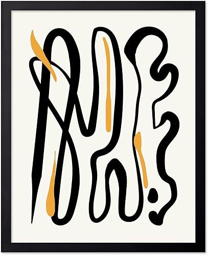 Miniatura 61 de Monem Art - Póster abstracto, impresión de dibujo de línea retro, arte moderno, arte negro y amarillo, arte moderno, arte bohemio elegante, arte Sin