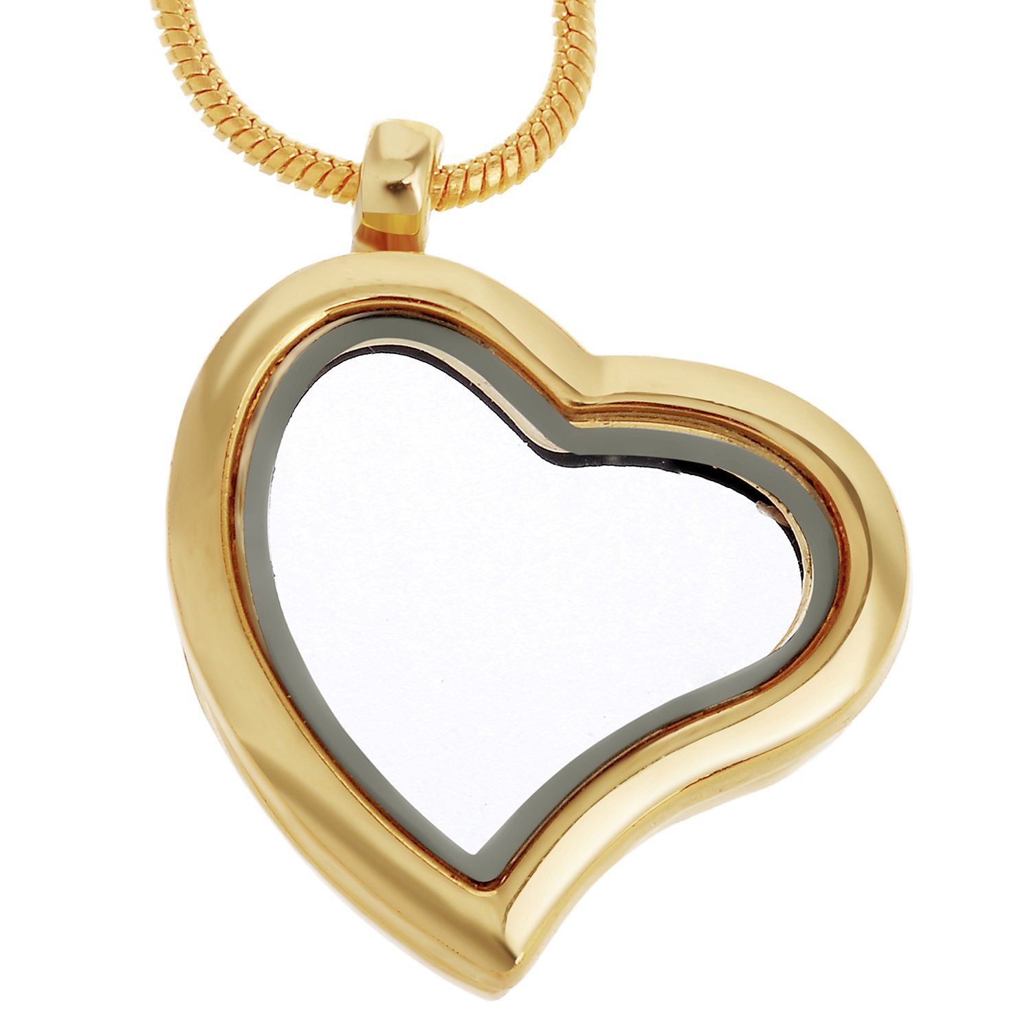 RUBYCA Living Memory Locket Snake Chain Necklace Crystal Floating Charm DIY