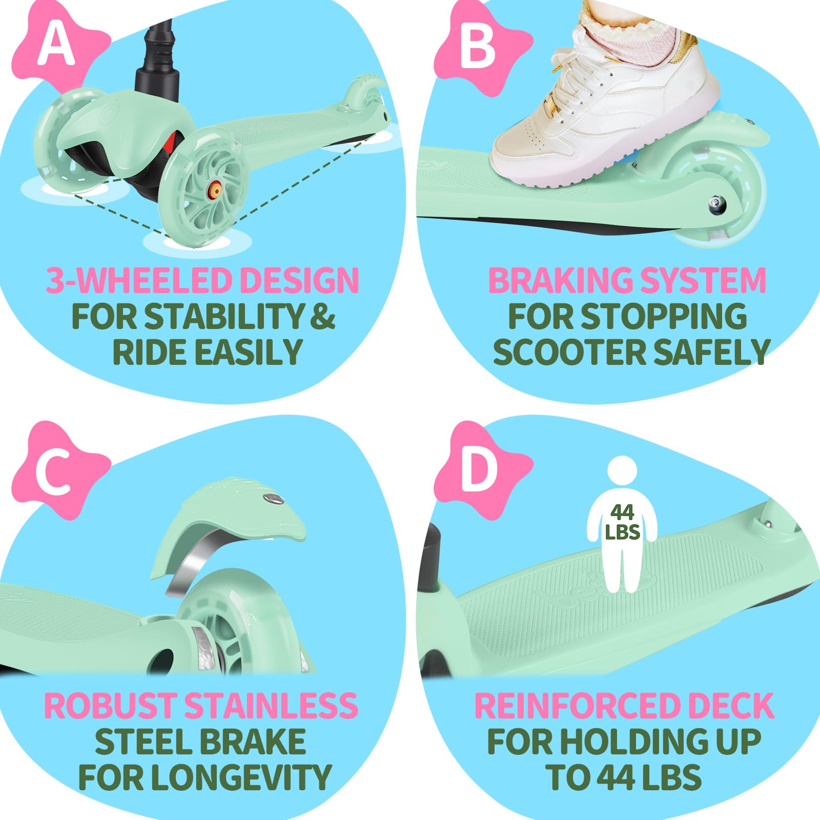 Monopattino BELEEV V1 Per Bambini - Regolabile, Ruote LED, Pieghevole, Per Ragazzi E Ragazze - Foto 7