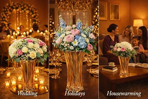 Miniatura 3 de Jarrones de vidrio para flores, jarrones modernos gruesos de 3.5 libras para mesas centros de mesa para decoración del hogar, florero de cristal