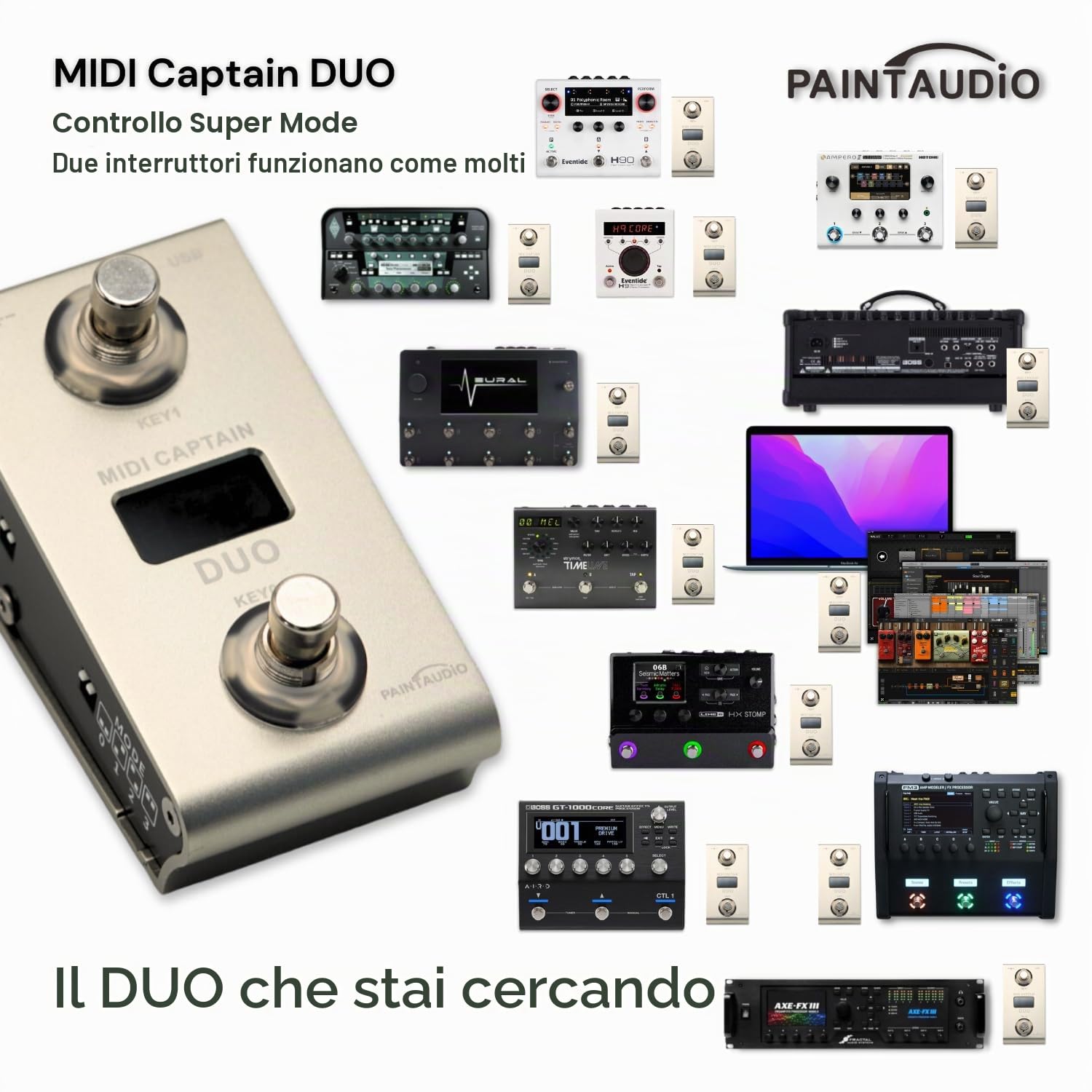 Paint Audio MIDI Captain DUO Controller a pedale tastiere multi-effetto sintetizzatore USB-DAW DSP Software USB-HID Supporto Multi-stato Switch Ciclismo