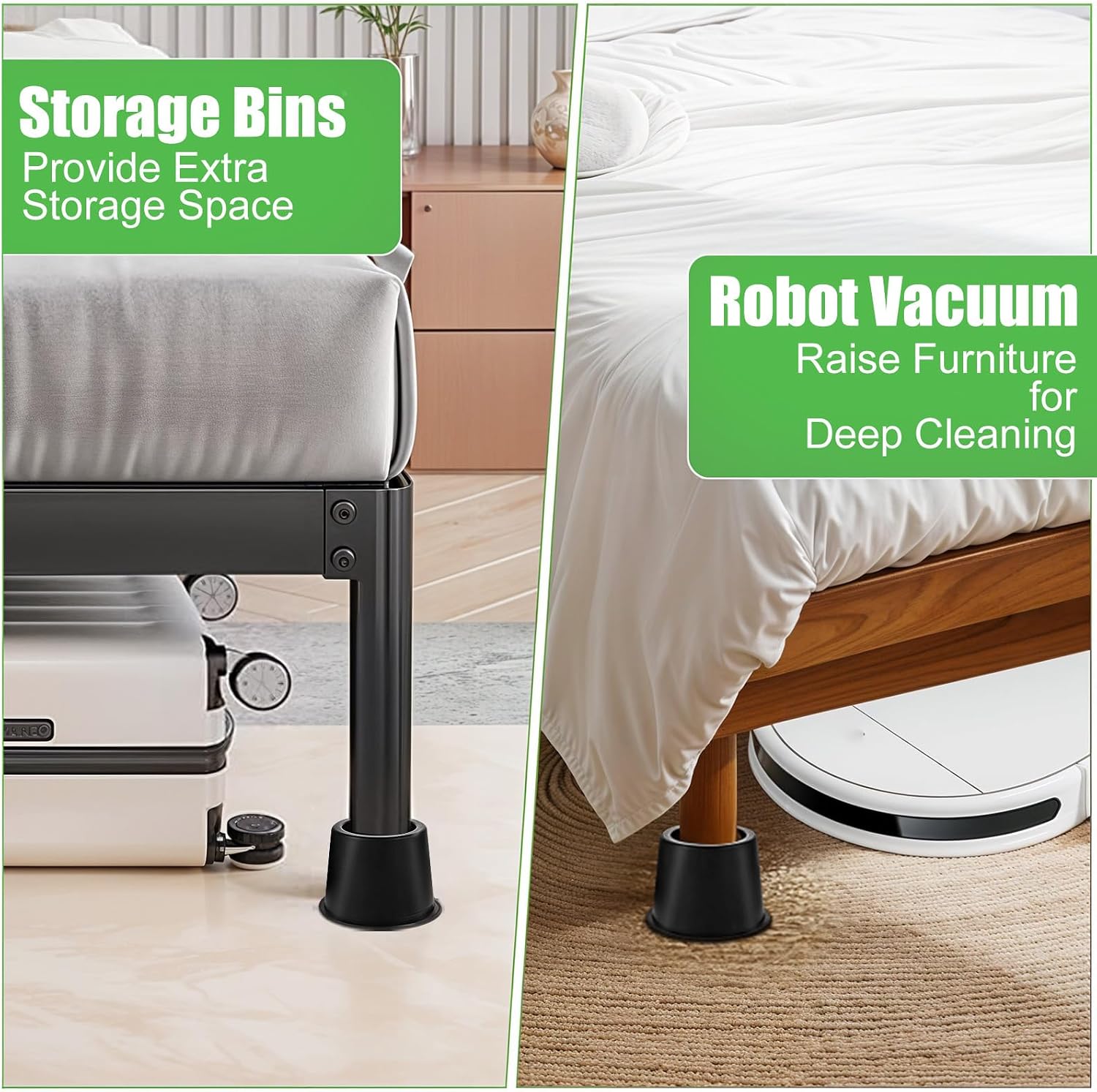 6 Pack Furniture Risers 4 Inch, Bed Risers Heavy Duty for Table Desk Couch Chair Sofa Cabinet Bed Frame Dorm, Round Table Leg Risers Lift Height 3 Inch, Black