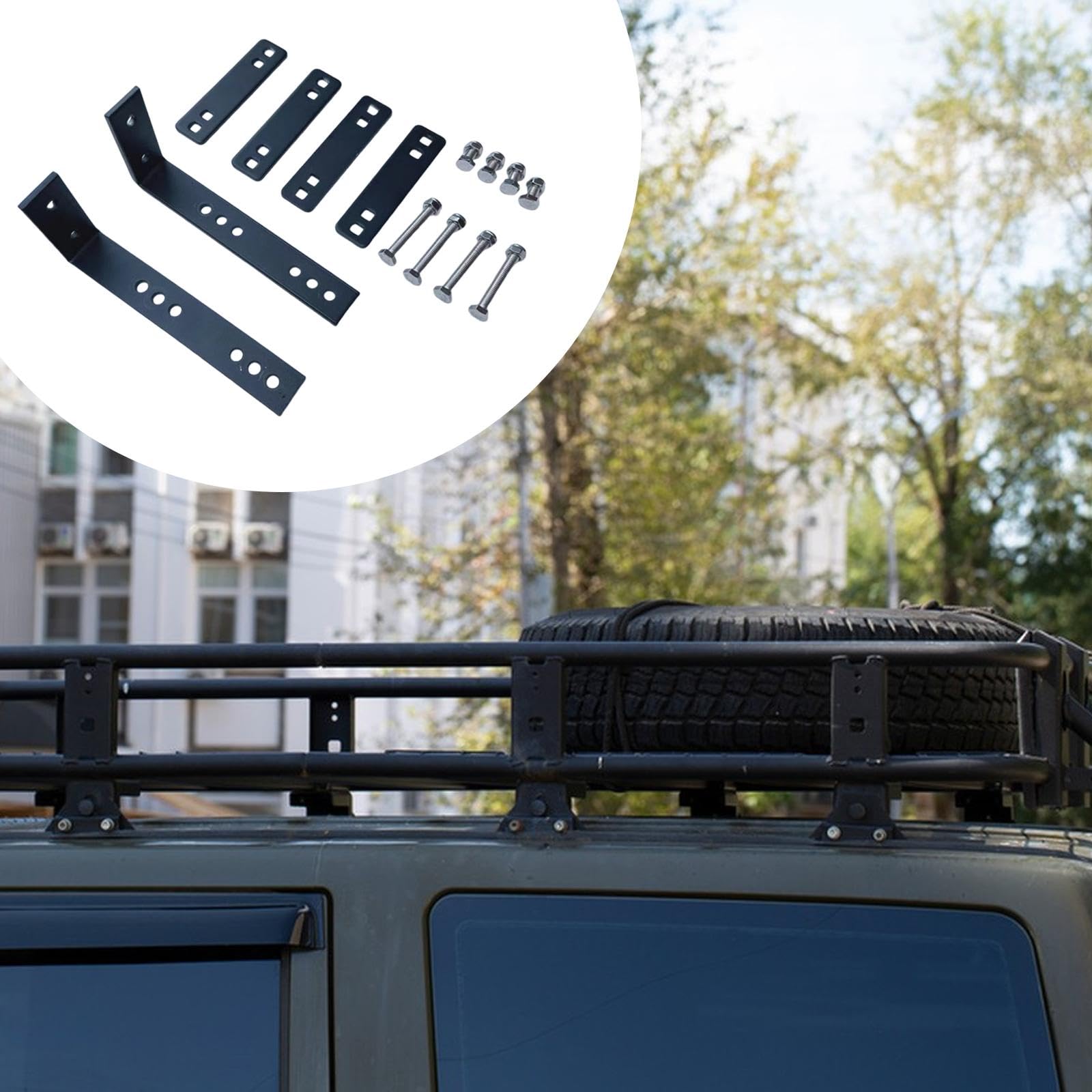 Kit de Soportes y Herrajes para Montaje de Toldo para Coche, Robusto, para Instalación de Tienda Lateral, Barras Transversales de Portaequipajes y Toldos Todoterreno, Fácil Instalación, Negro