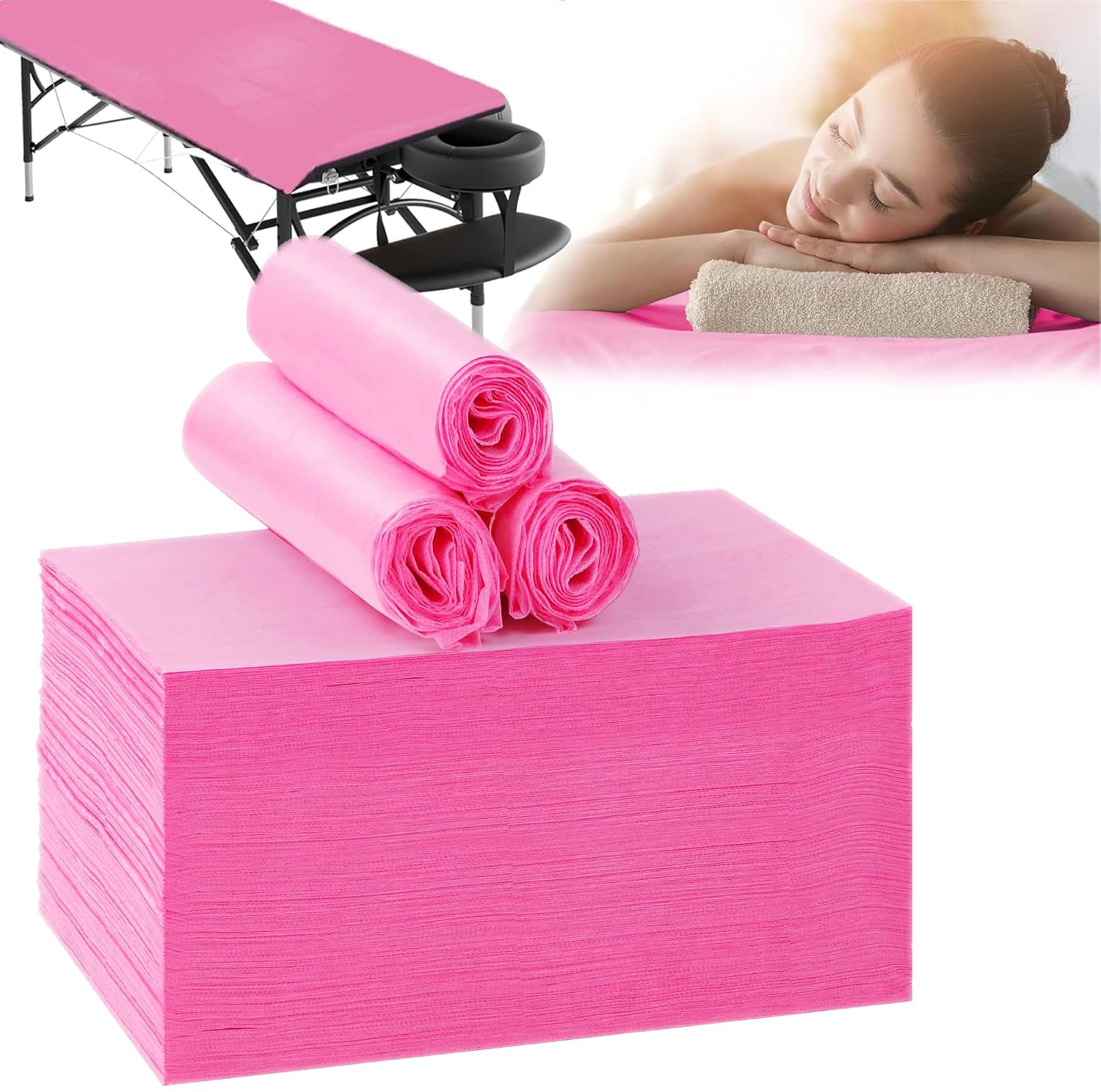 100 Stück Einweg Spannlaken für Massageliegen,Abdeckung für Massagebetten, Einweg Bettlaken,Einweg Massagetisch Bettlaken für Schönheitssalon,Spa,Massage,Hotels,180 x 80 cm (Rosa)