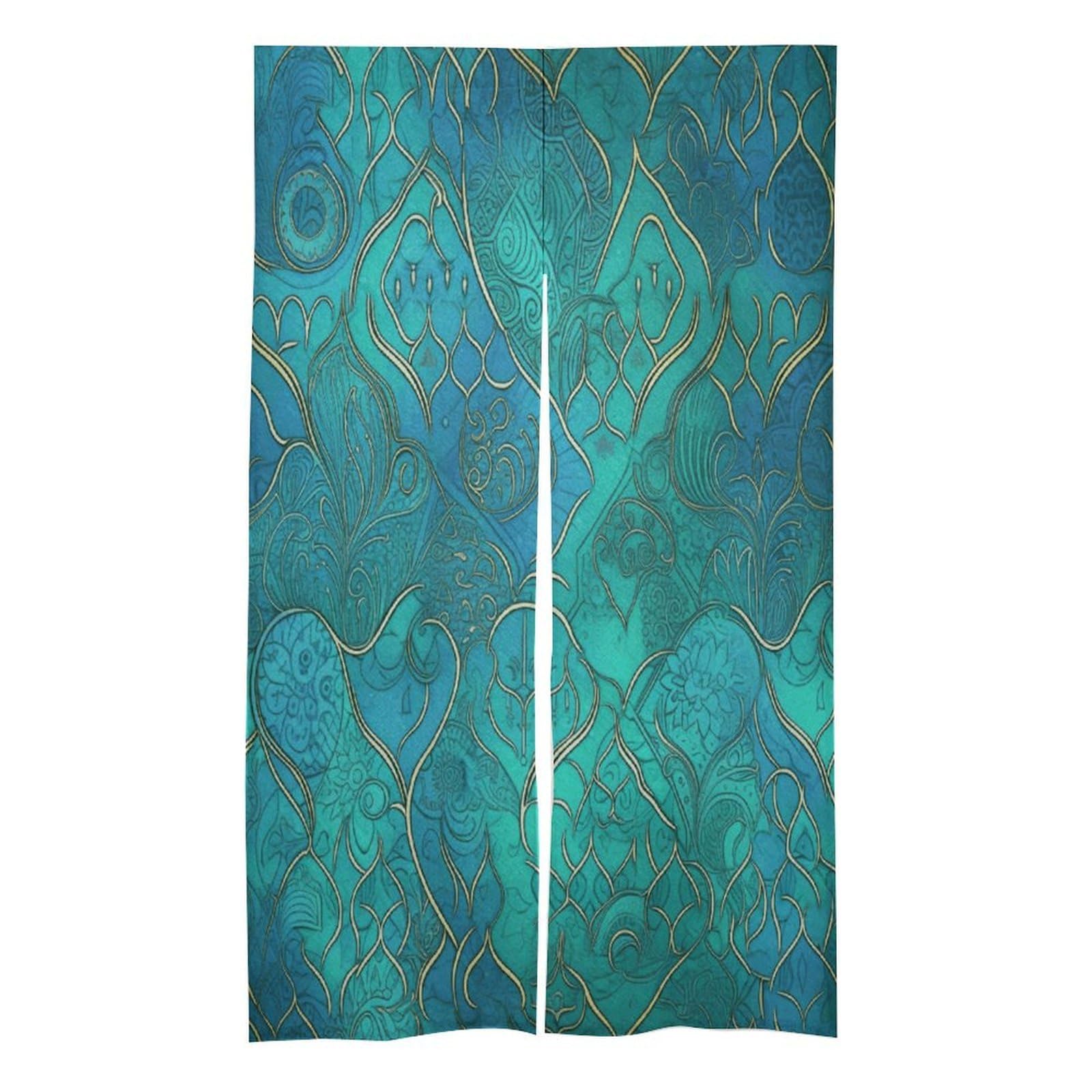 VstaDank Turquoise Pattern Noren Doorway Curtain Printed Window Treatment Door Tapestry Chinese Traditional Doorway Curtain Long Type Door Tapestry for Home Decoration