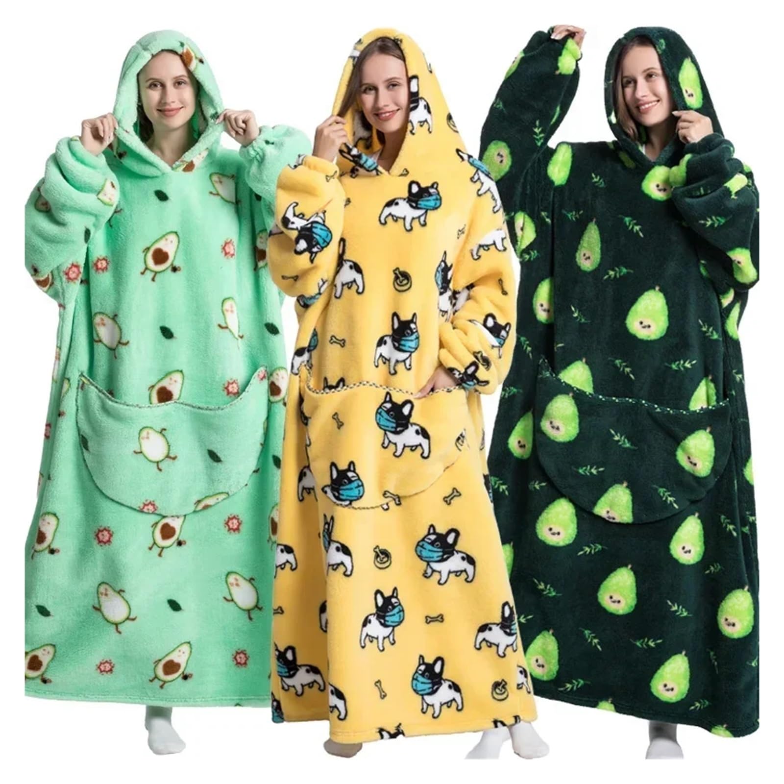 Manta con Mangas de Manta con Capucha Extra Larga, Manta de Franela con Mangas, Sudadera con Capucha de Invierno, Jersey, Manta de TV Gigante de Gran tamaño(HM1972.19)