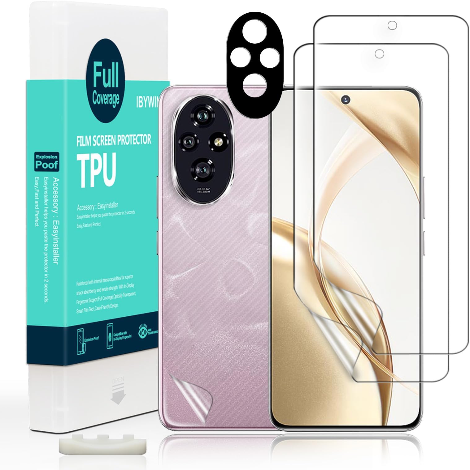 Ibywind 2 Pack Screen Protector For Honor 200 5G 6.7",Flexible TPU Film,With 1Pc Camera Lens Protector,1Pc Back Film[Bubble Free][Easy Installation][HD Clear][Self-Healing]
