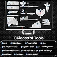 Vista 2 de Kit de inspección de herramientas de calibre de soldadura, calibre de profundidad de clip deslizante en pulgadas y métrica, medidor de soldadura