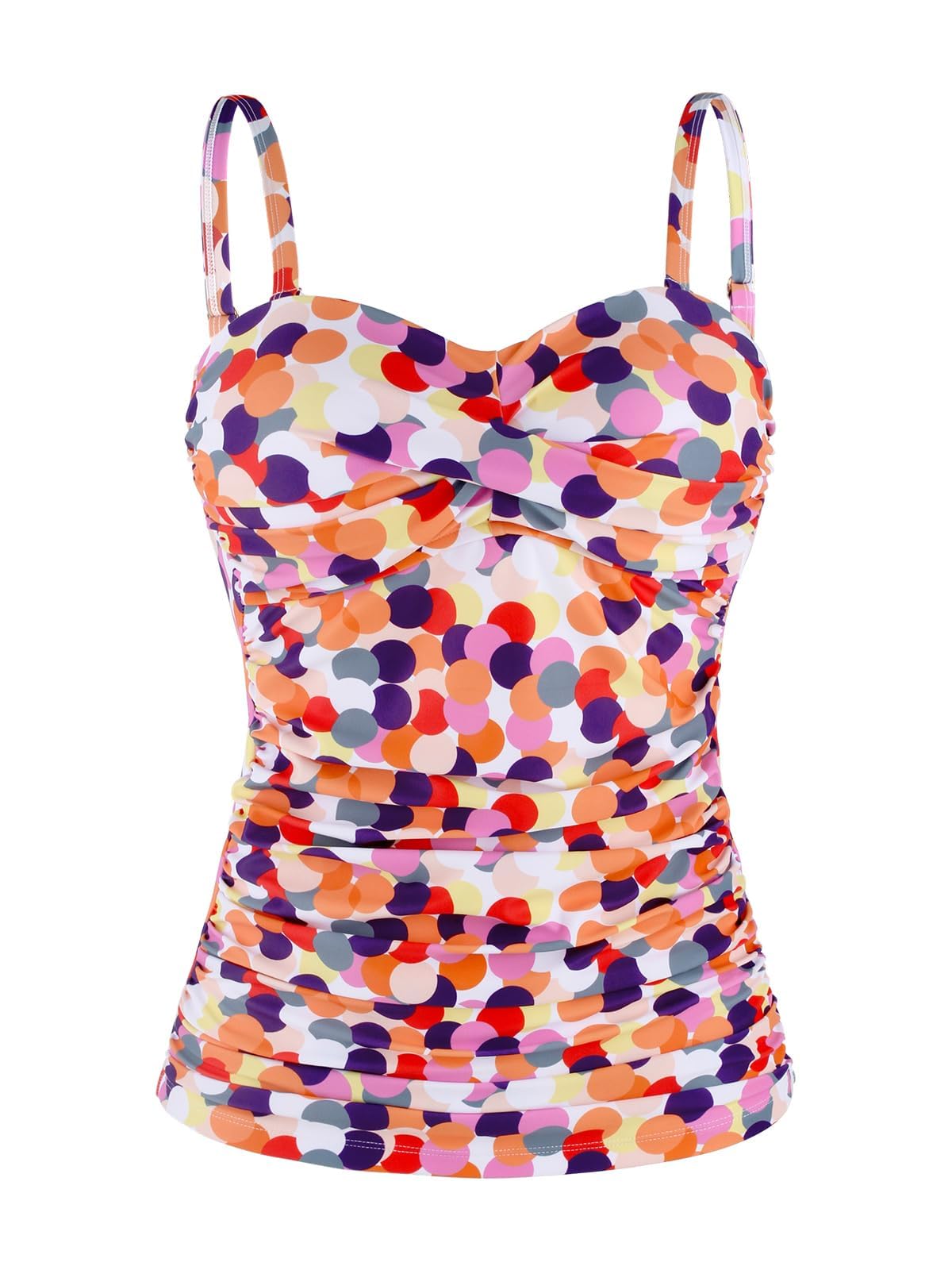 Ocean Blues Maillot de bain bandeau torsadé pour femme - Haut tankini froncé avec contrôle du ventre uniquement
