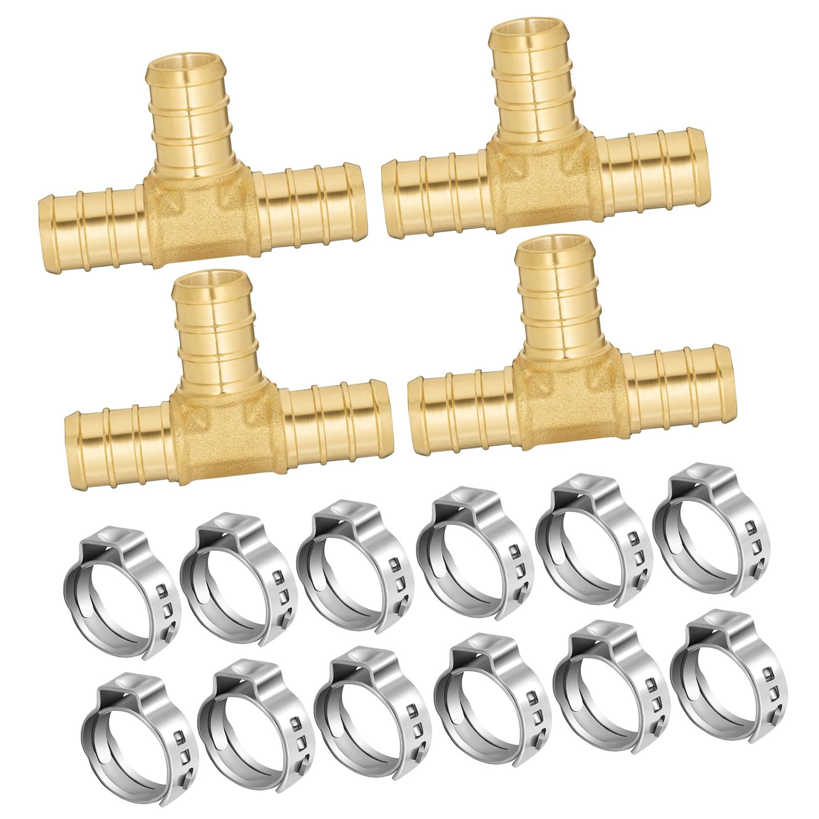 Rgybao 4 Tees 12 Clamps Bronze Rustless Clamps Multiple Size Piping Fittings For Pipe Associations Impermeable Pipe Fittings