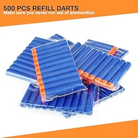 Wolftop 500 Pcs Refill Bullet Darts, Compatible Foam Darts Refill Pack for Nerf N-Strike Elite Series Blasters Toy Gun