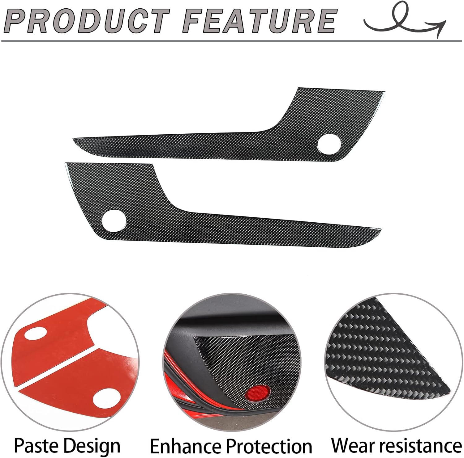 Lcojicep Car Interior Panel Trim Sticker Compatible with Corvette C6 Z06 ZR1 2005-2013 Real Carbon Fiber Interior Decorative Protective Cover Accessories (Door Kick Panel)