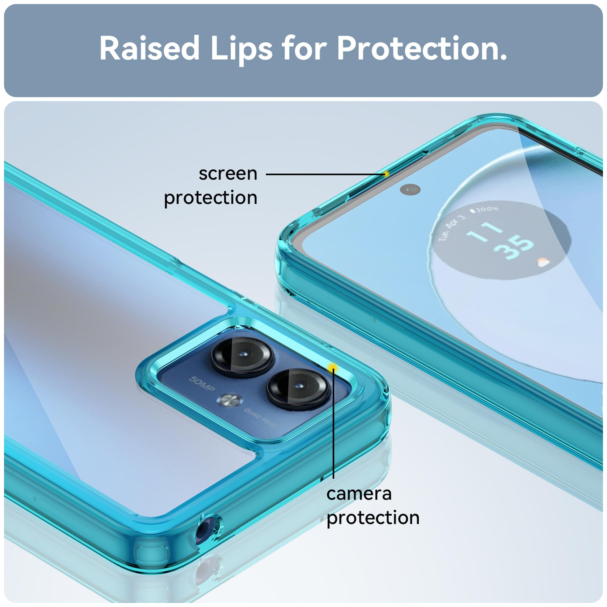 Motorola Moto G14 Case With Slide Camera Protection, Heavy Duty Military Grade Slim Cover Hybrid Case Soft TPU Hard PC Shockproof Phone Case For Motorola Moto