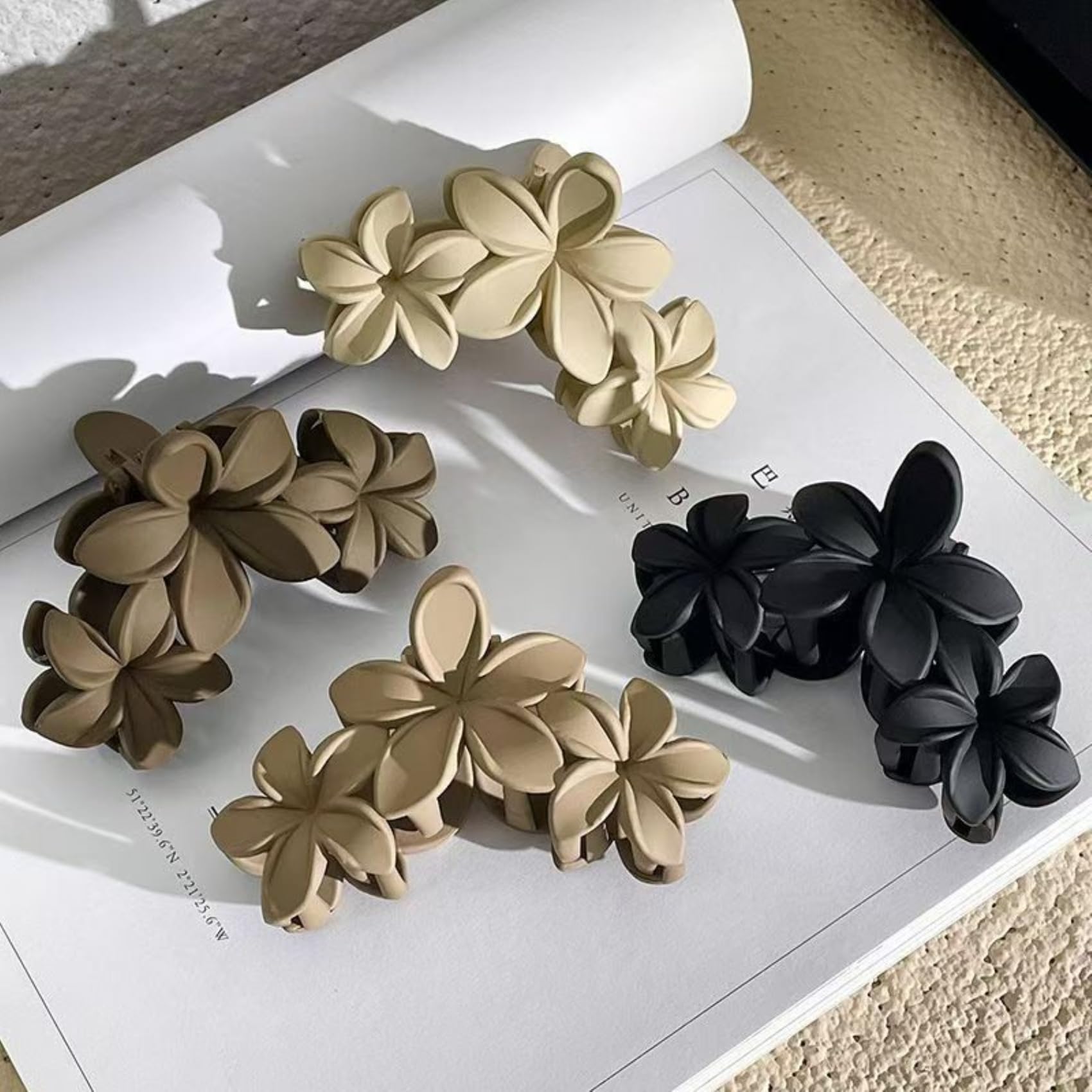 Flower Hair Claw Clip for Women Non-slip Flower Hair Claws Strong Hold Girls Claw Clip Colorful Eggplant Styling Accessories Jaw Clips for Straight Curly Wavy (HairClaw3flower1) - Image 4