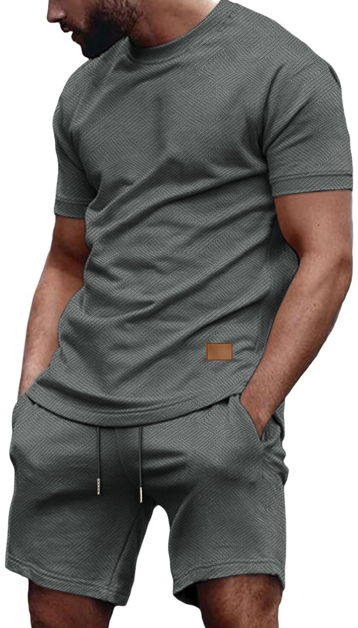 Vssjavun Men's Track Suits 2 Piece Outfits Casual Short Sleeve Shirt and Shorts Set Sweatsuit Summer Tracksuit