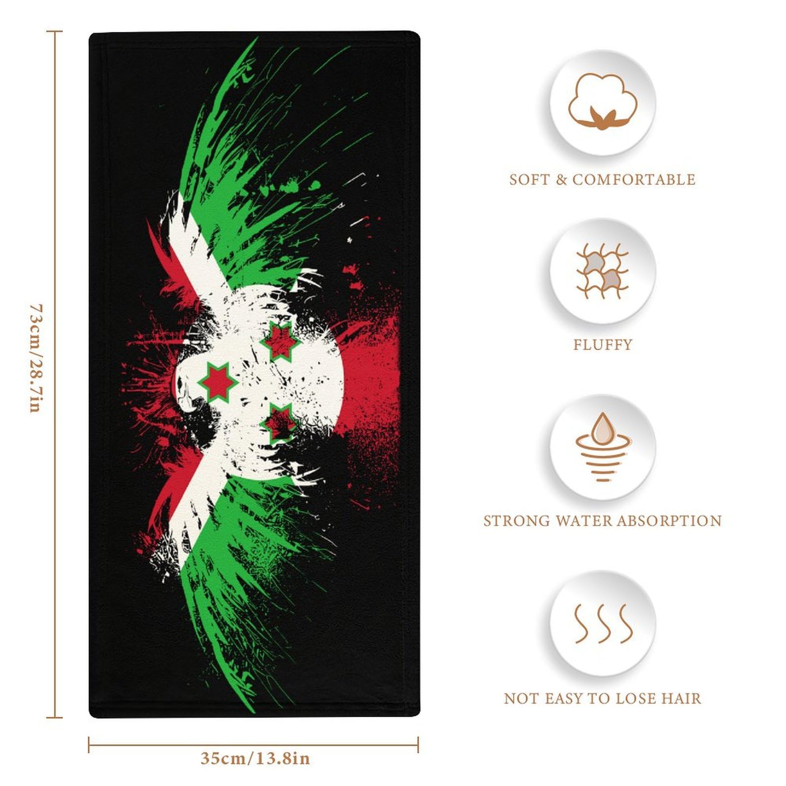 Burundi Burundian Flag Theme Washcloth Face Towel,13.7