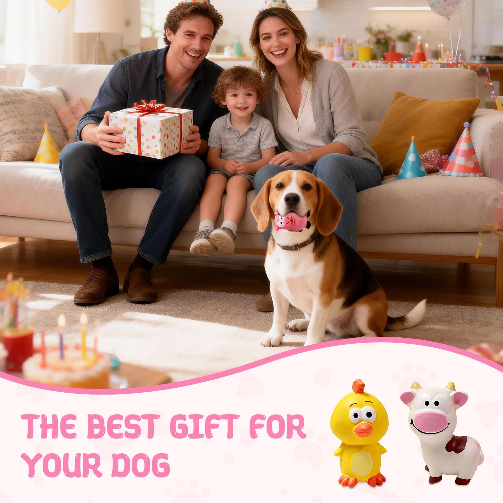 Kleines quietschendes Hundespielzeug, 3 Stück, Latex-Hunde-Kauspielzeug-Set, lustige Tiere, Quietschbälle für interaktives Apportieren, weiches Gummi, Zahnspielzeug für Welpen, kleine Hunde