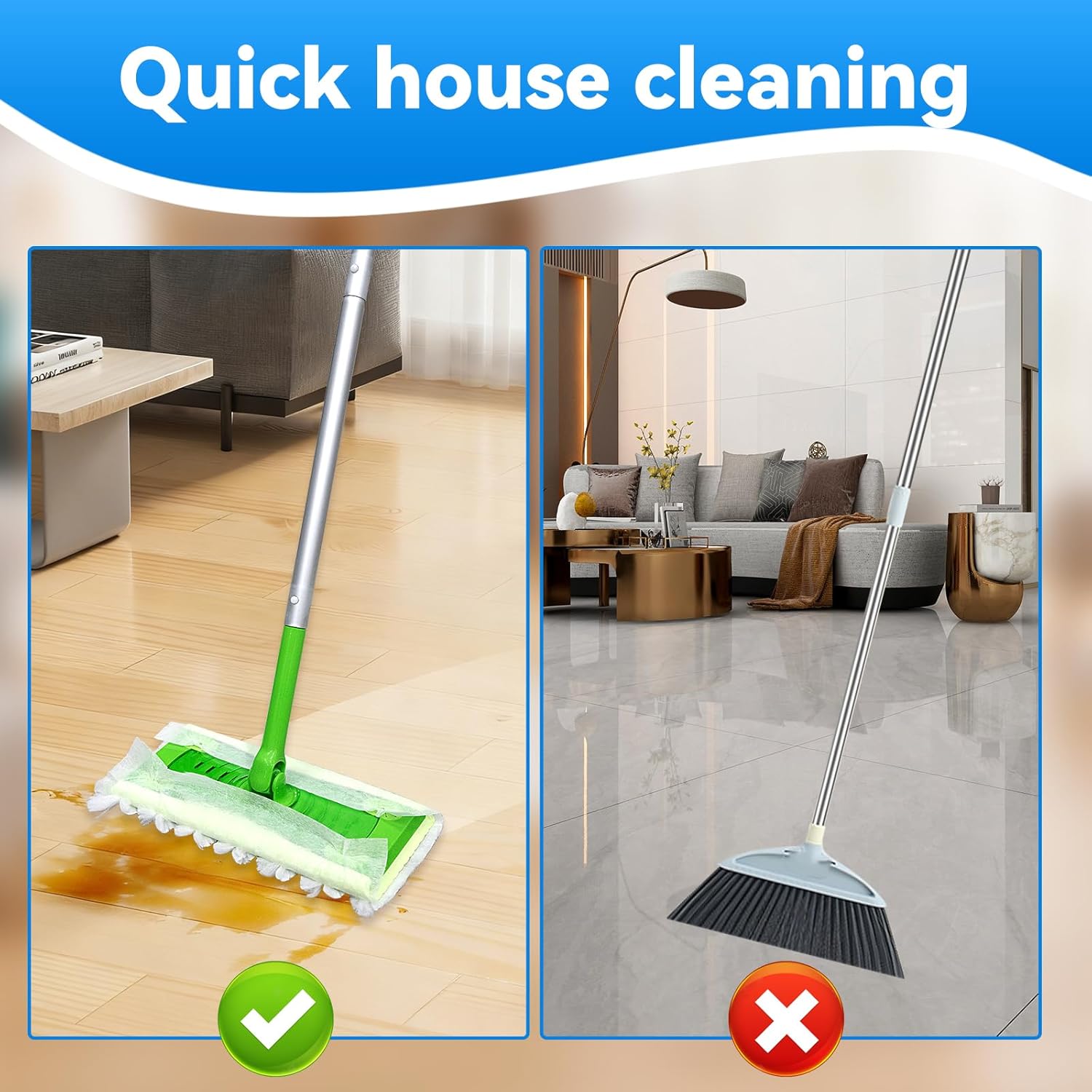 Dry Sweeping Cloths Pads Compatible with Sweeper Mop, Microfiber Duster Mop Pads Refills for Floor Mopping and Cleaning, Disposable (126)