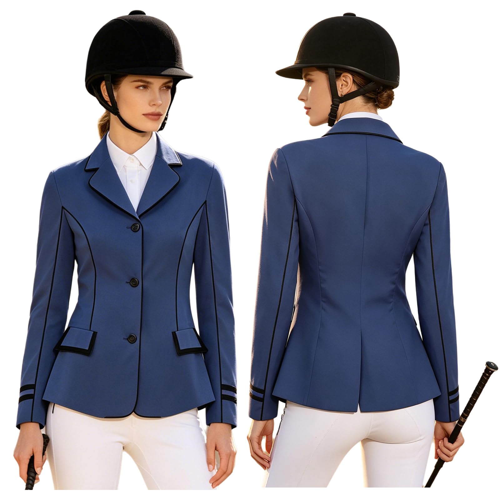 Veste de compétition équitation stretch et respirante noire - 8