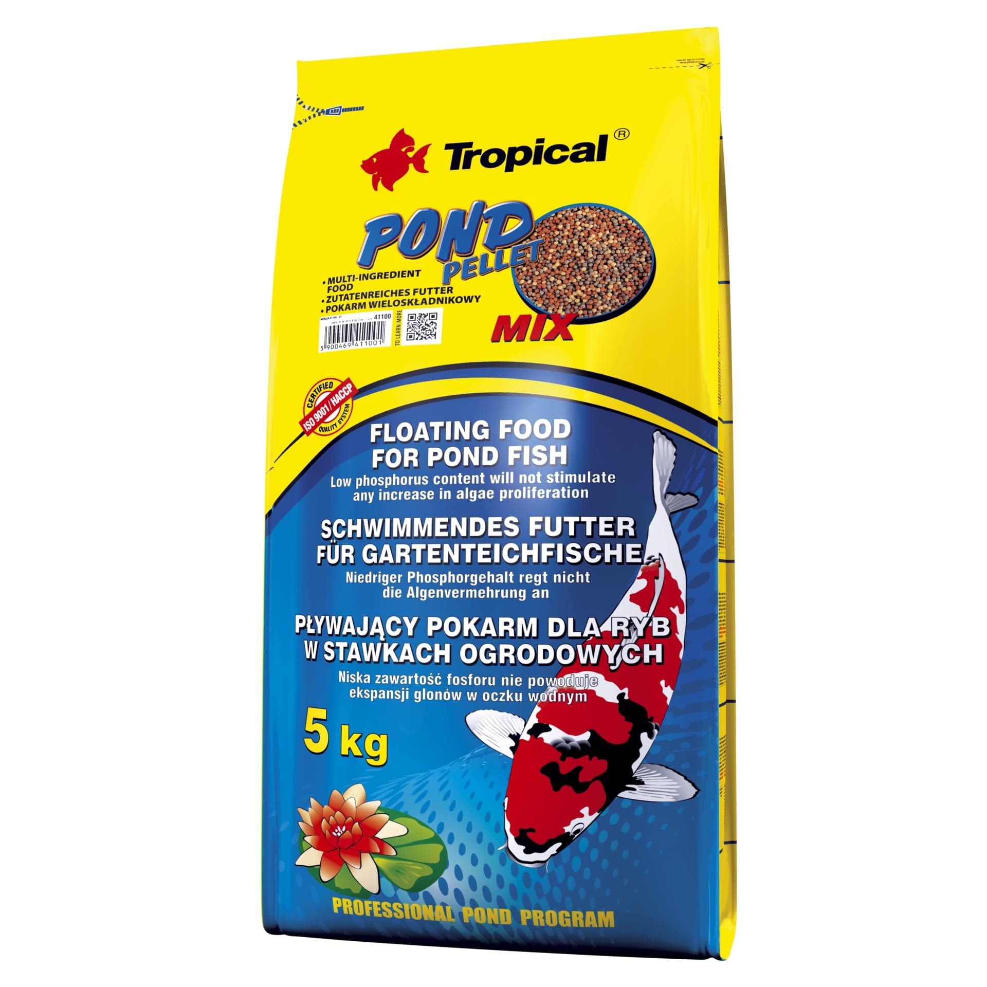 Pond PELLET Mix 5kg - Alimento Flotante básico para Peces de Estanque, bajo Contenido en fósforo no favorece la proliferación de Algas