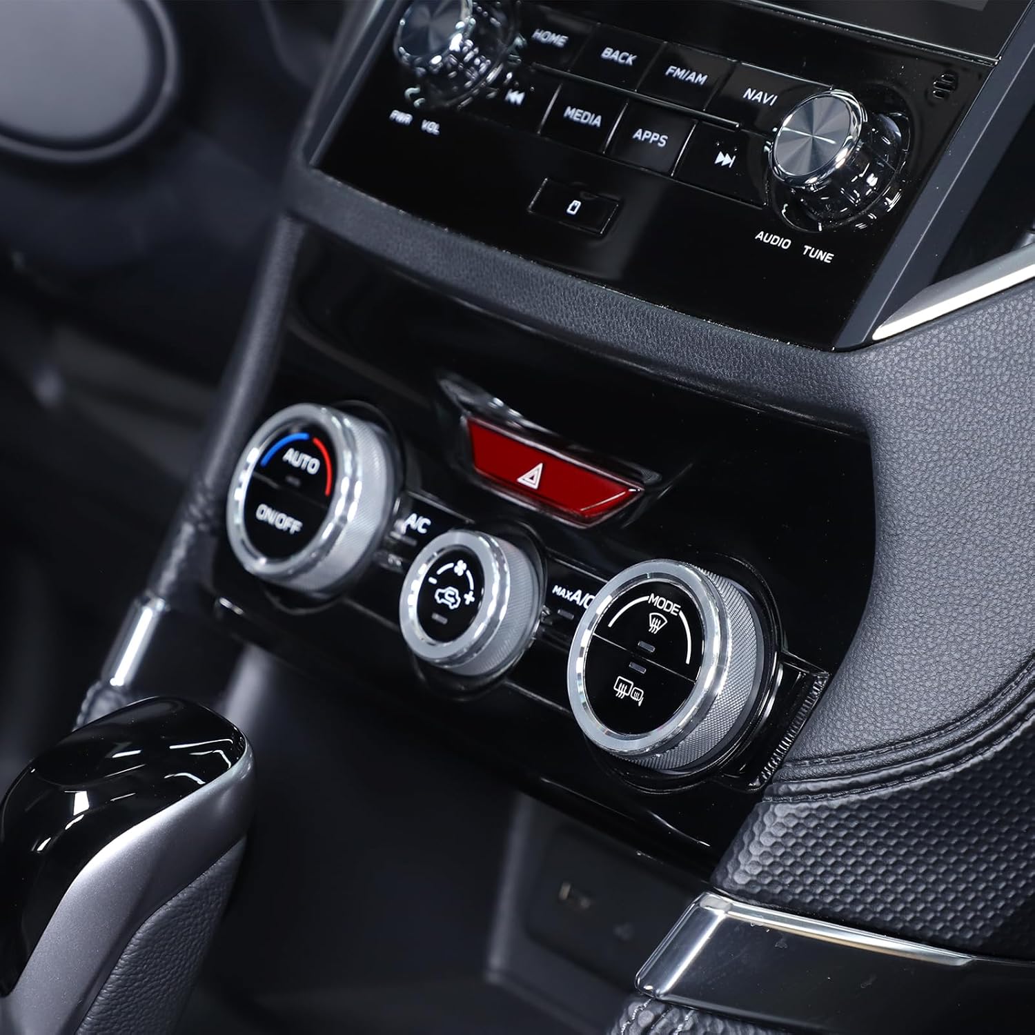 Car Central Control A/C Adjustment Ring Trim Compatible with Subaru Forester 2019-2024,Center Console Air Conditioner Knob Protection Cover Trim Interior Accessories (Silver)