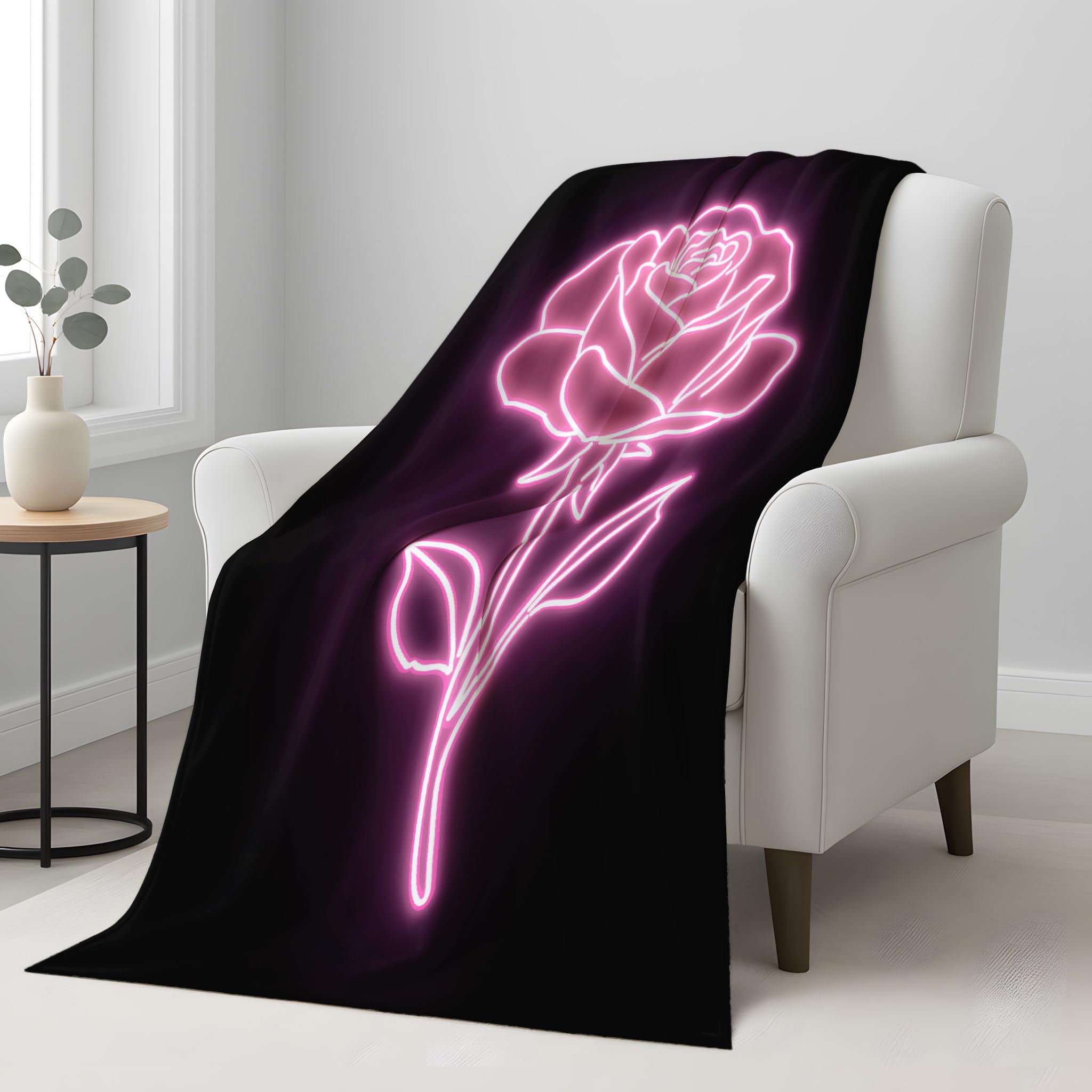 Generico Rosa Classico Coperta Peluche Soffice 200 x 240 cm - Neon Coperta di lanci per il letto - Morbida Rosa Carino Caldo da Divano Accogliente Fluffy di Alta Qualità
