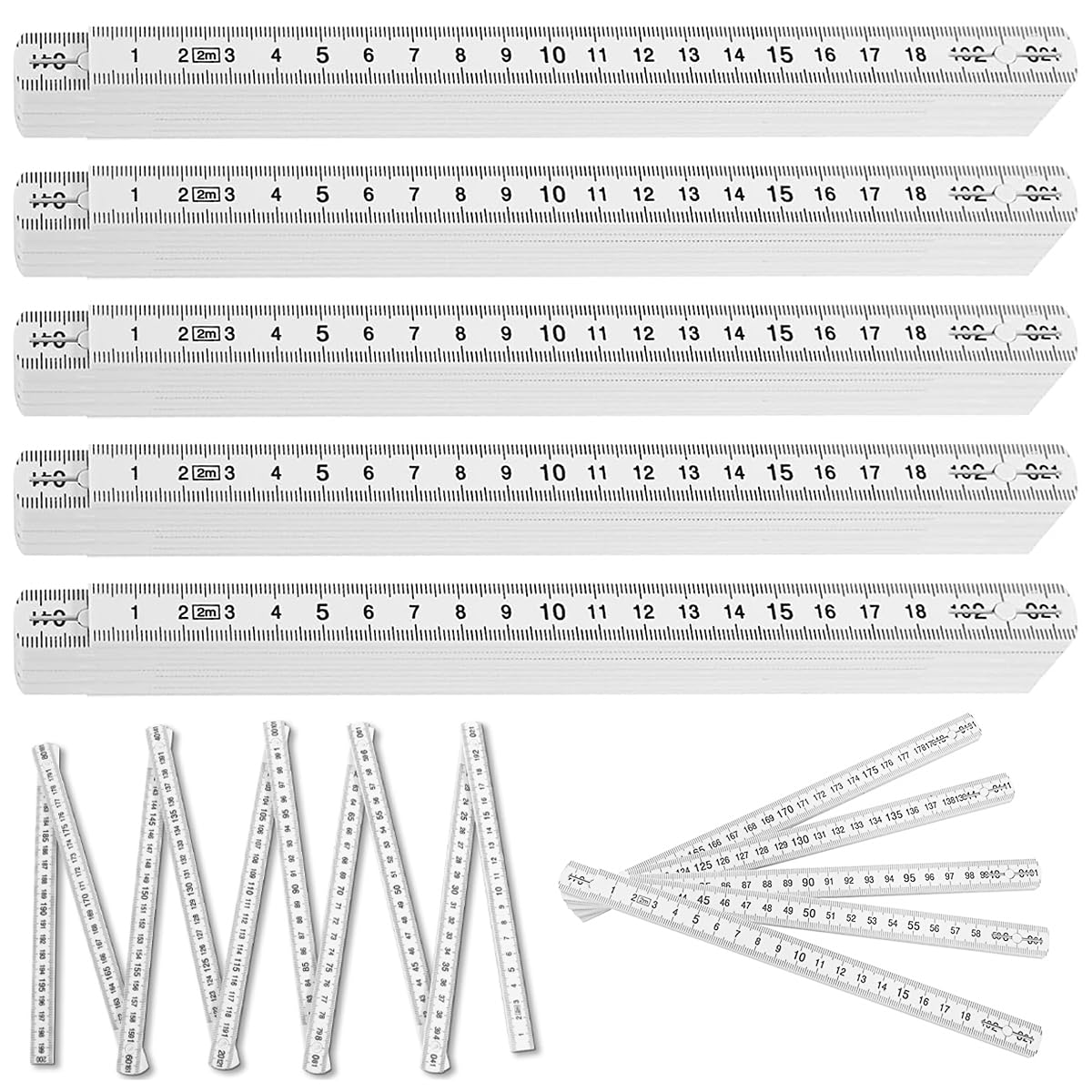 5 piezas regla plegable 2 metros – regla de bricolaje robusta y portátil, mini metro para artesanos y trabajo en madera, ideal para medición de longitud