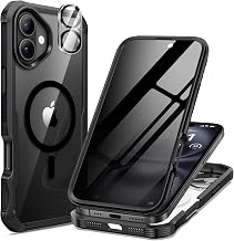seacosmo for iPhone 16 Plus Case with Privacy Screen Protector Black | Full Body Bumper, Built-in Tempered Glass, Camera Lens Protector, Compatible with MagSafe, Shockproof 16 Plus Phone Case 6.7"