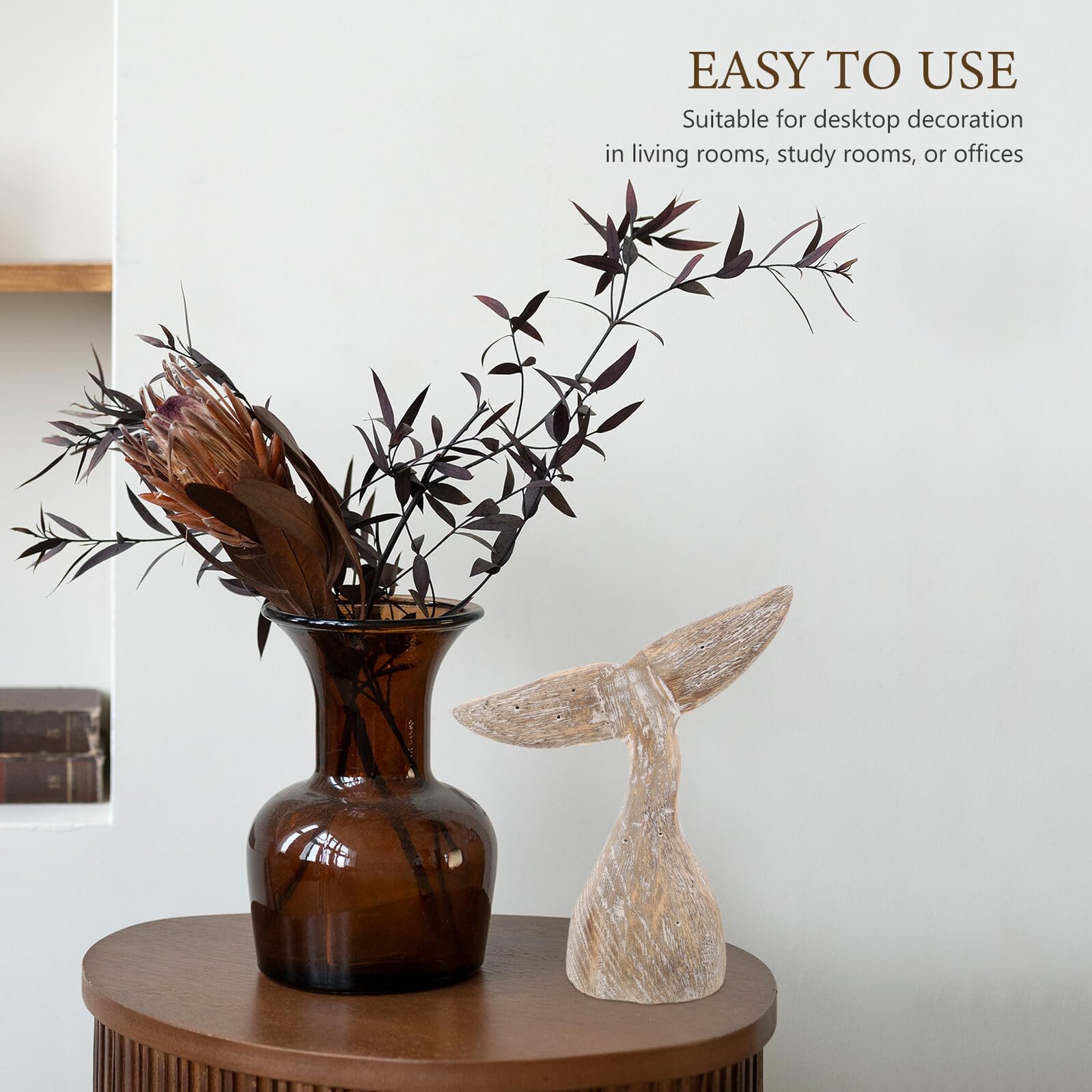 de Ballena Decorativa Pequeña de Madera Rústica para Mesa Escultura Náutica Costera Decoración Temática Oceánica para Hogar de Playa y Estantes Figura Tallada para Ambiente
