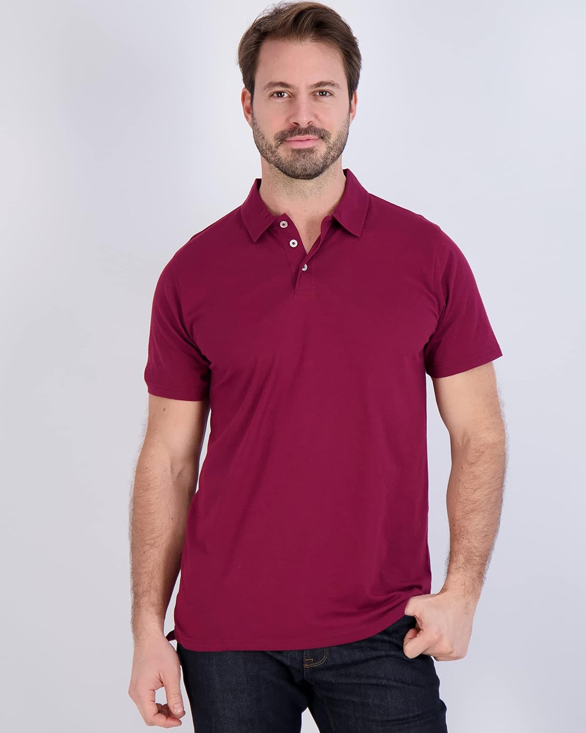 Real Essentials 3 Pack: Men's Casual Jersey Cotton Short Sleeve Quick Dry Breathable Polo Shirt - (Available in Big & Tall) - Image 2