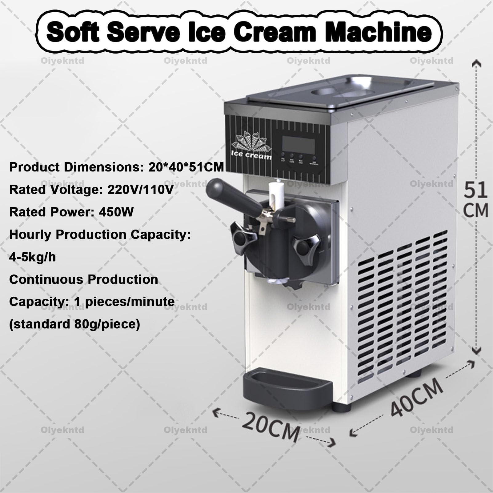 Máquina comercial de helado suave, de un solo sabor, panel LCD, para encimeras, para restaurantes, aperitivos, bares y tiendas