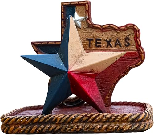 Ebros Gift Rústico Western Star State of Texas mapa de herradura cuerdas trenzadas patriótico titular de tarjetas de visita figura organizador de