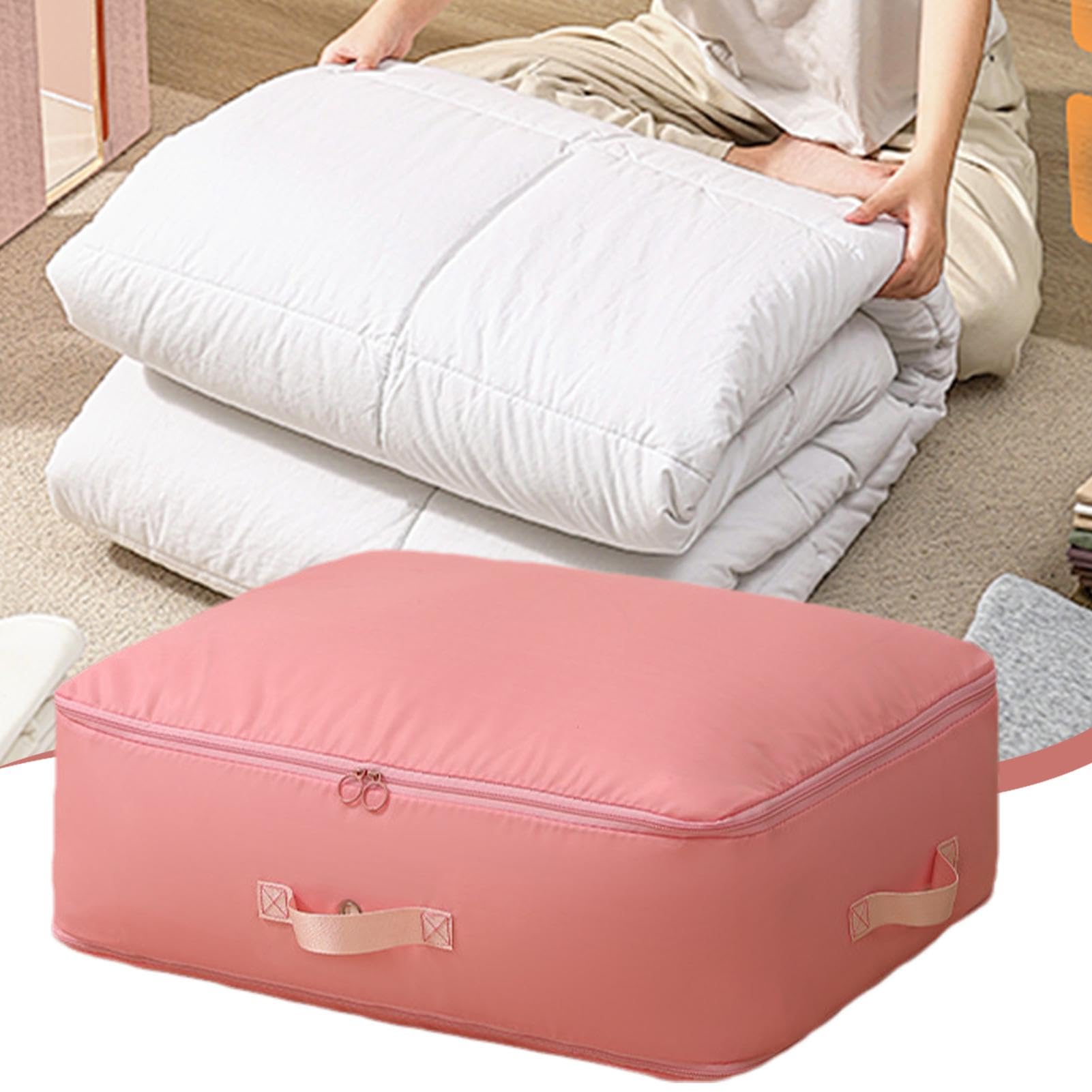 2 Borse Portaoggetti Grandi 36L – Contenitori In Tessuto Oxford Impermeabile Con Cerniera E Manici, Per Vestiti, Coperte, Piumoni, Blu Navy - 6