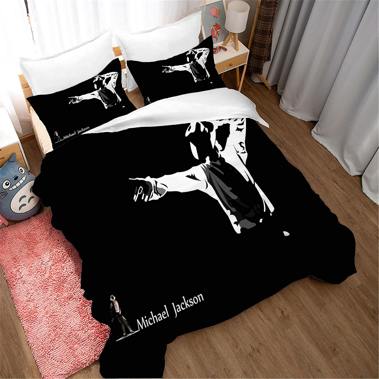 Shaari Duvet Cover Set Single 135 x 200 cm Michale Jacksen Polyester 3 Piece Bedding Set with 2 Pillowcase Kids Quilt Cover Closure