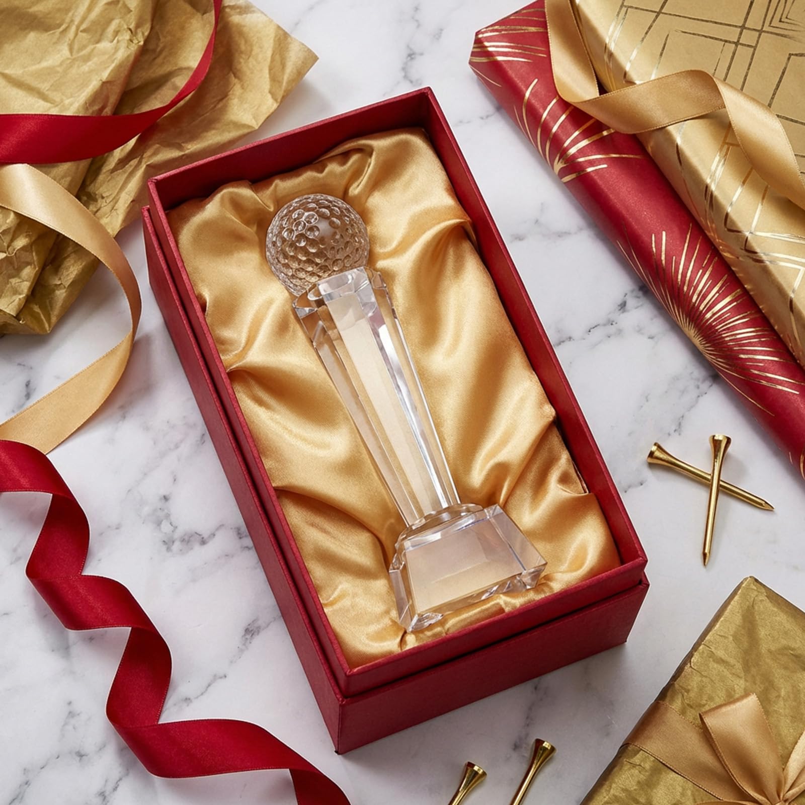 Kristallglas-Trophäe mit Geschenkbox, Turniertisch, Desktop-Dekoration, groß, für Vatertag, Geburtstag, Jahrestag, 3 Stück