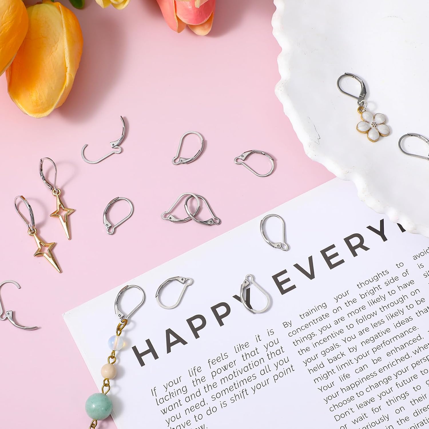 50PCS Leverback Earring Hooks for Jewelry Making, Stainless Steel Earring Hooks, French Ear Wires Earrings Clasps for Jewelry Making Kits DIY Dangle Earrings - Image 5