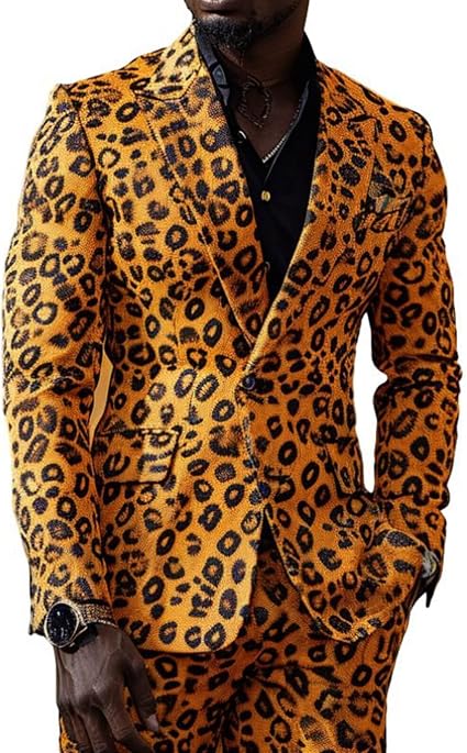 Amazon.co.jp: [GUREITOJP] タキシード メンズ スーツ ヒョウ柄 紳士