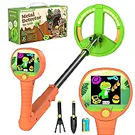 Metal Detector for Kids, Intuitive Color LCD Display, 6.7” Glowing LED Coil, Kid-Safe Lightweight with Adjustable Handle & 4” Precision Deepth, Perfect Educational Gift for Kids Ages 3-12, Orange