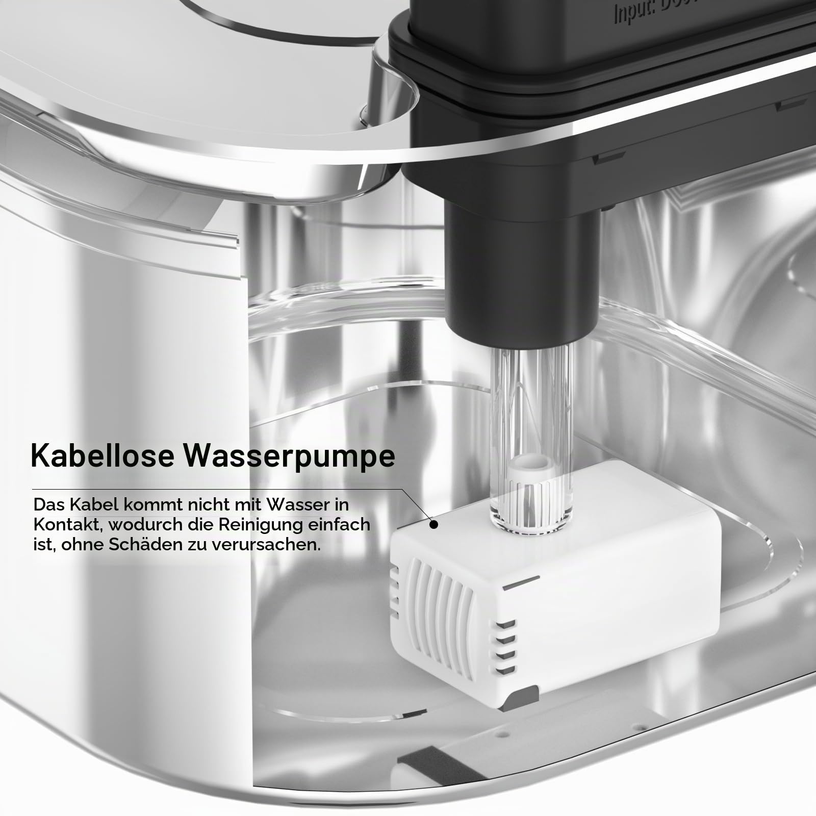 Katzenbrunnen Kabellos mit Bewegungsmelder- 3.2L Trinkbrunnen für Katze Edelstahl, 4200 mAh Leiser Wasserpumpe LED Wasserspender für Katze und Kleine Hunde, 3 Filter + 3 Schwämmen
