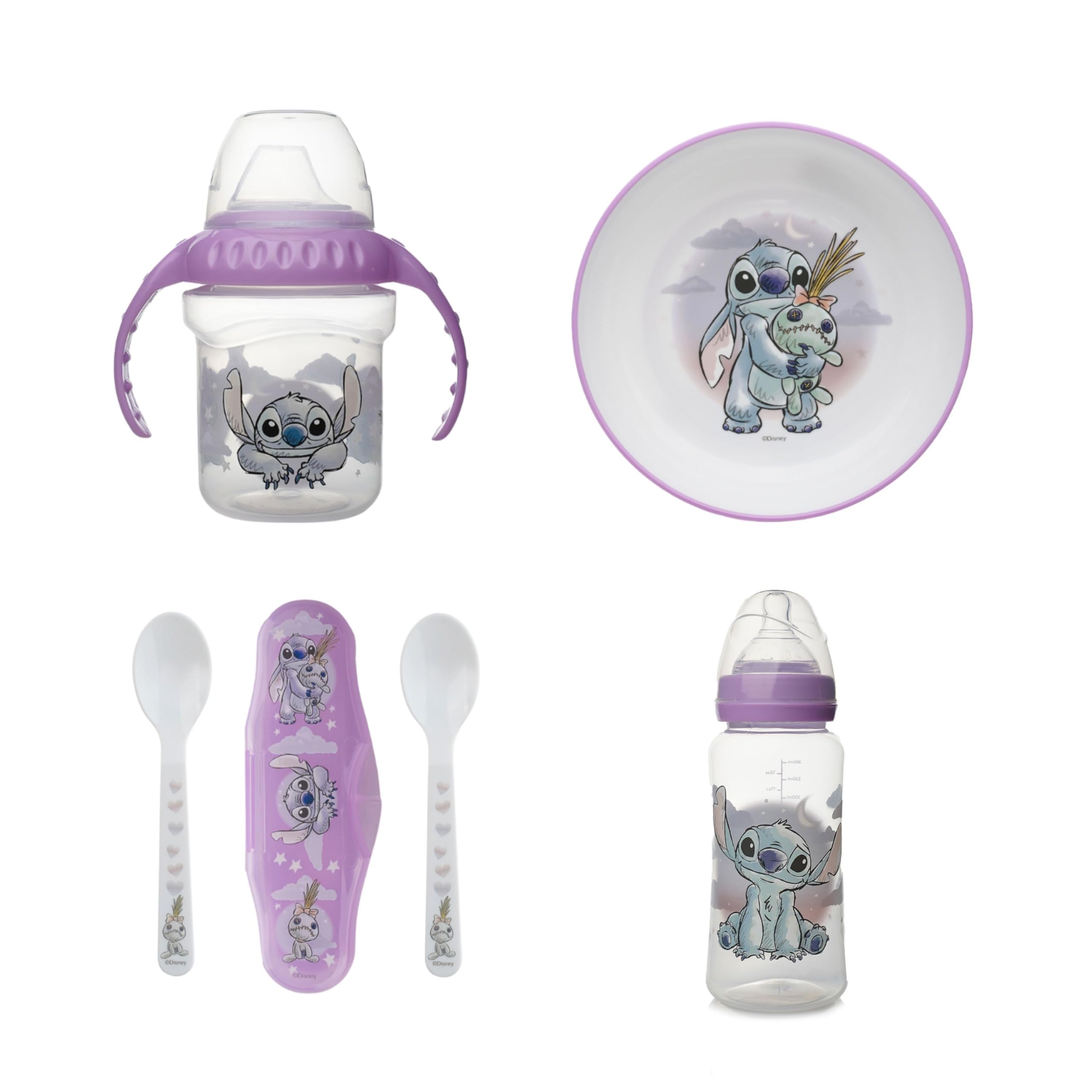 Pack Repas 1er Âge Disney Stitch : Tasse Anti-Fuites et Vaisselle Enfant pour Manger Partout