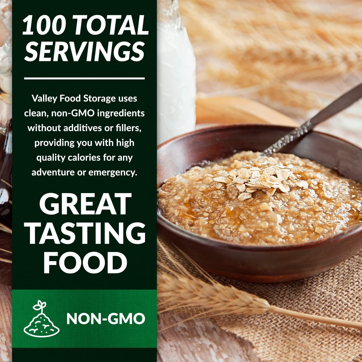 Valley Food Storage Premium Emergency Food Supply | 50 Servings Maple Brown Sugar Oatmeal | Non-GMO Survival Food 25 Year Shelf Life | Camping Food, Backpacking Meals, Prepper Supplies