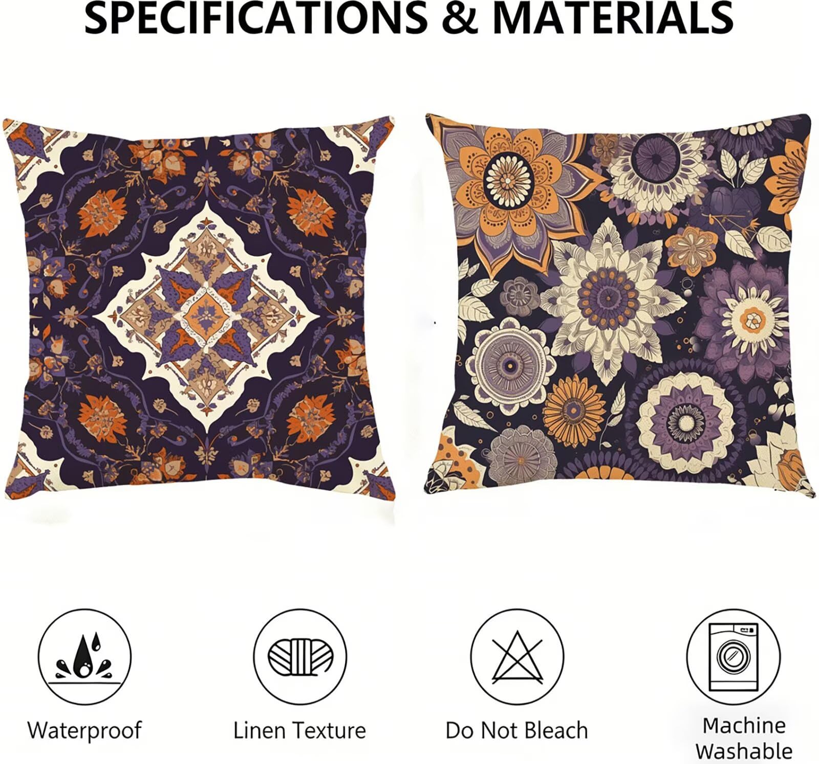 Générique Housse de Coussin Canapé Noir 60x60cm Exterieur Impermeable Nordique Taie d'oreiller Décoratif Aesthetic Housse Coussin Decoration pour Chambre Sofa Jardin Balcon Terrasse Lot de 2. P-4520