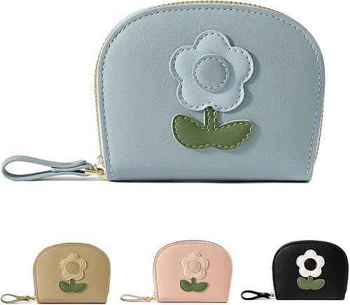 MEISEE Tarjetero para tarjetas de crédito, pequeño organizador de tarjetas de crédito, funda de bolsillo para tarjetas de visita con cremallera,