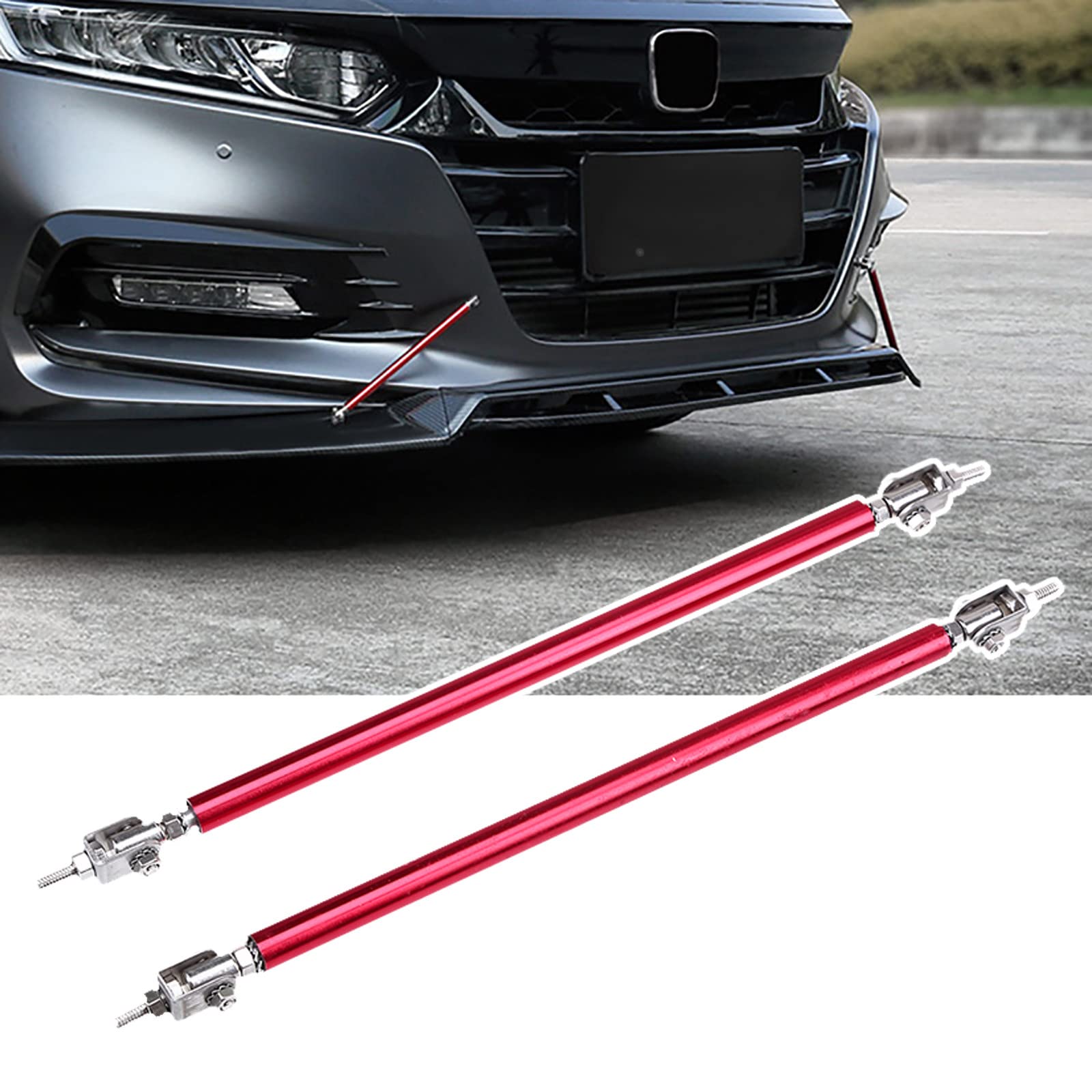 Varillas Divisoras Universales para Coche, Labio De Parachoques Trasero Delantero De Carreras, Kit De Barra De TraccióN De Abrazadera De Puntal De Soporte Ajustable,Red-200mm