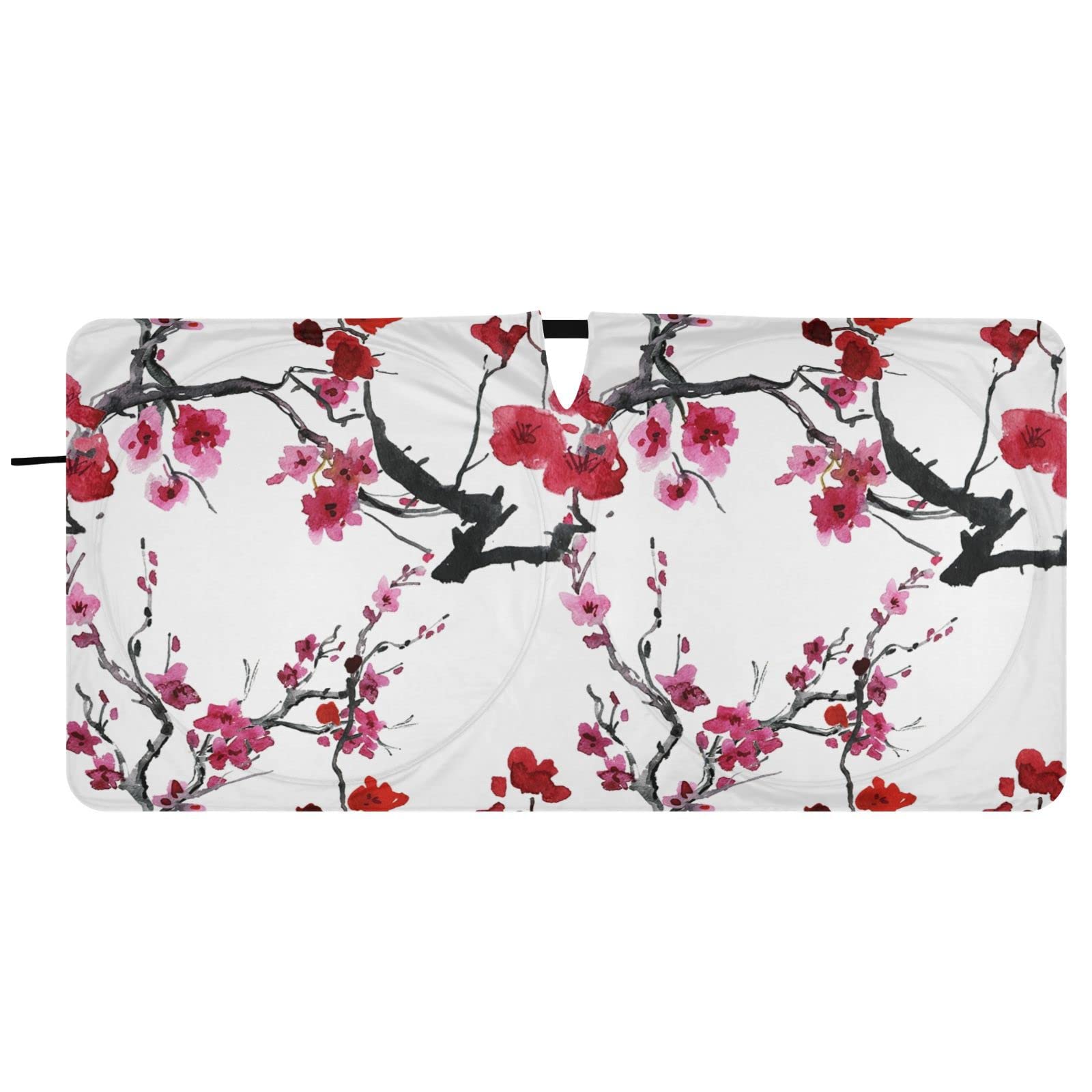 Cherry Blossoms Front Windshield Sun Shade for Car Trucks Foldable Car Sun Visor with Storage Pouch Protection Screen Shield for Window Automotive Interior Accessories Most Sedans SUV