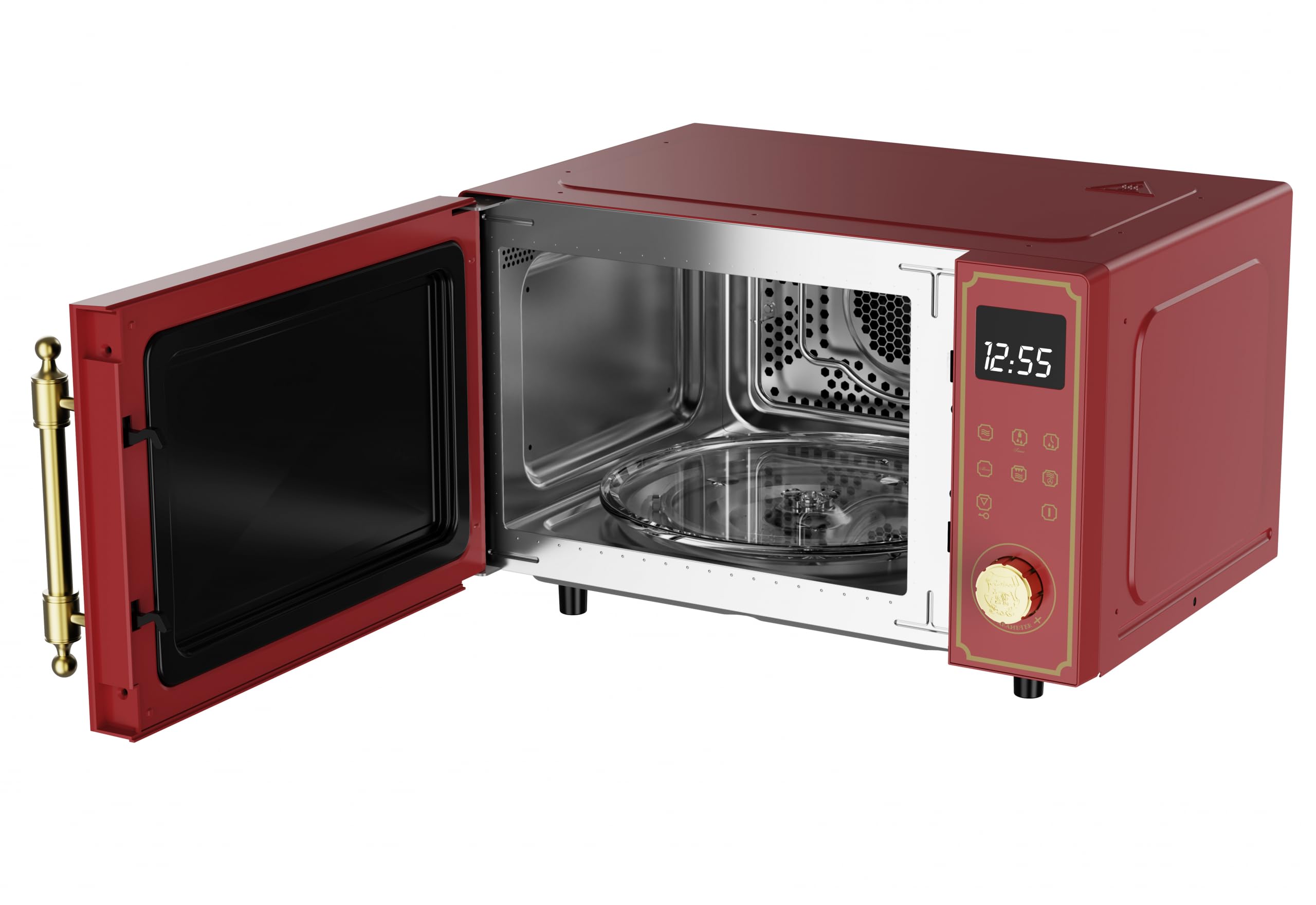Kaiser Empire M 2530 RotEm Mikrowelle 25L Mikrowellenherd mit Heißluft Grill 25 Funktionen + Retro Toaster T 4000 RotEm, 6 Toaststufen, Auftaufunktion, Aufwärmfunktion, Brötchenaufwärmrost